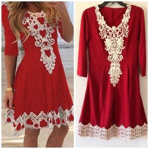 • PRICE FIRM • Red Lace Dress
